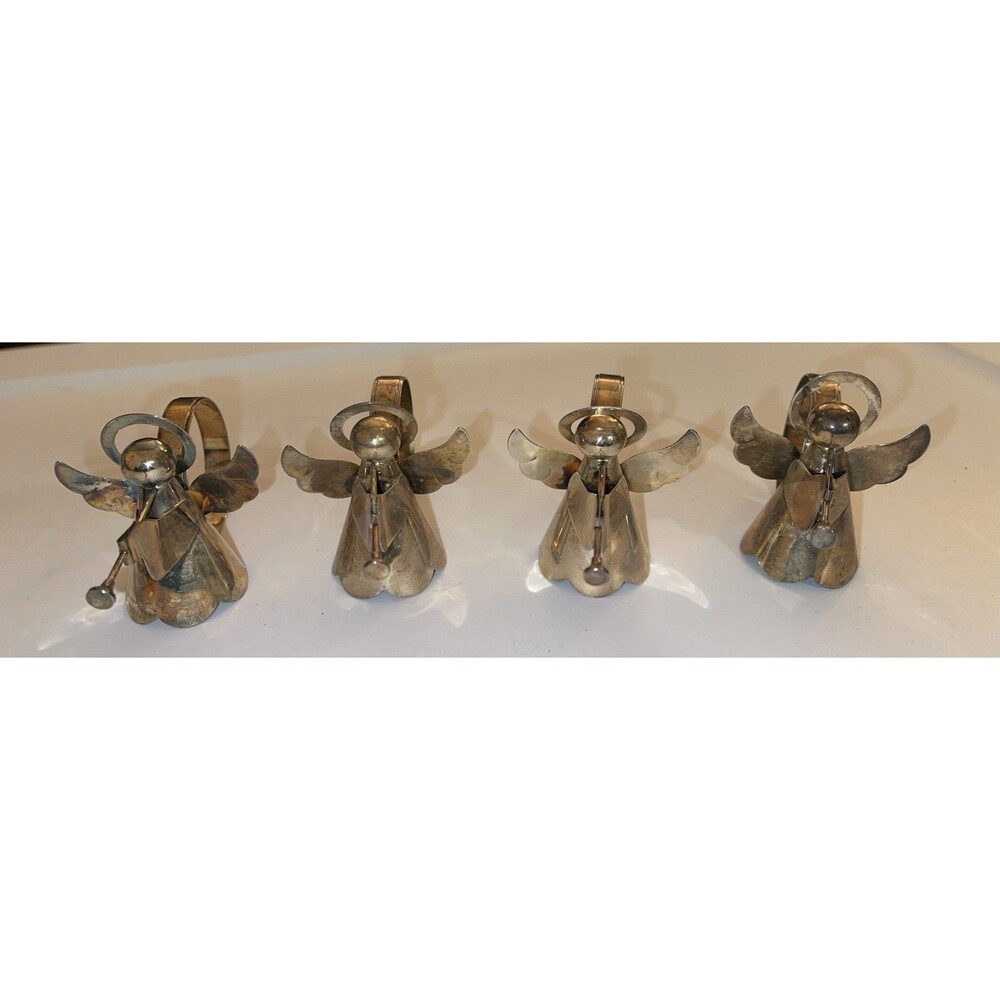 4 Silver Plated On Brass Angel Napkin Holders Hong Kong 2.5 in x 4 in